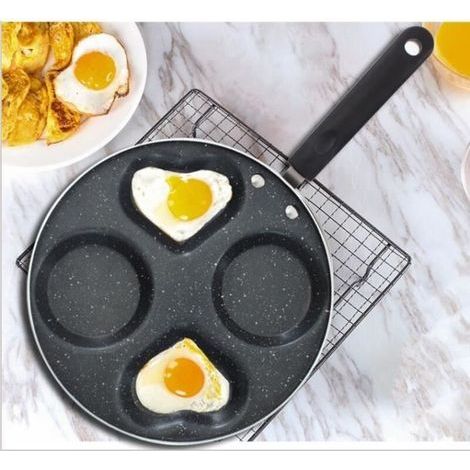 pair Petite poêle à frire pour œufs 4 tasses en aluminium poêle à crêpes Burger Cooker Pan(Flamme nue)