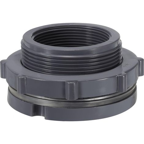 Raccord De Traversée en PVC NPT 2" Femelle x NPT 2.5" Mâle, Connecteur De Réservoir d'eau À Double Filetage avec Joint D'étanchéité pour Seau De Pluie, Éviers, Aquariums, Gris (1/5)