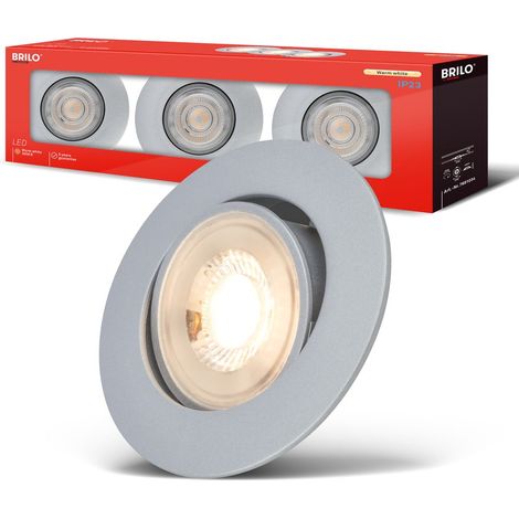 Briloner 3er Set LED Einbaustrahler Schwenkbar Ø90x24 mm Rund 230V 4,9W 480lm 3000K Warmweiß Chrom-matt - Einbauleuchten Wohnzimmer Flur (1/5)
