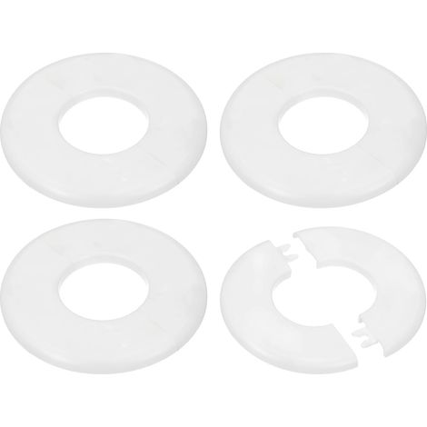 Bride de séparation murale 1.73"/44mm, lot de 4, rosace ronde autocollante en ABS pour robinetterie et tuyau d'eau, blanche (1/5)