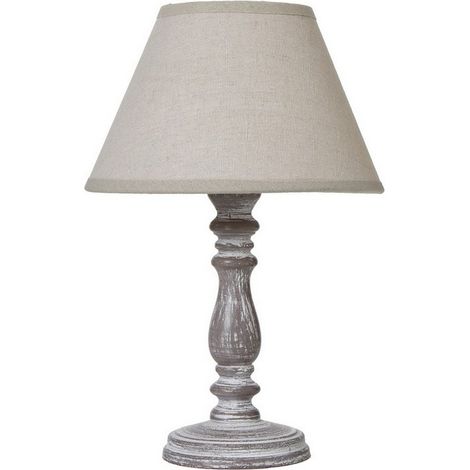 Setia Column Table Lamp with Linen Shade - Wood - L10 x W10 x H24 cm - White