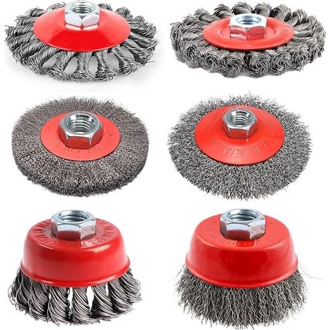 M14 Wire Brush for Drill Grinder, Diameter 75mm/100mm, for Wood and Meta, Rust Remover Paint, Pack of 6 (1/5)