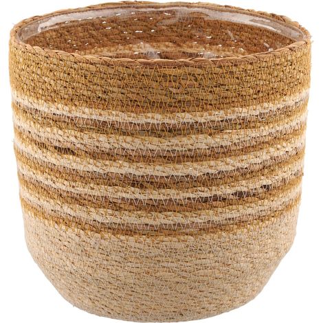 GASPER CREATIV home Übertopf Braun & Natur mit Folienauskleidung Ø 19,5 cm - Seegras