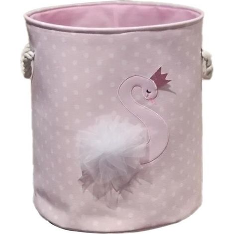 Wäschekorb und Aufbewahrungskörbe von Pink Swan mit integrierten Körben für Spielzeug und Bücher, 35 x 40 cm, Schwanen-Design (1/4)