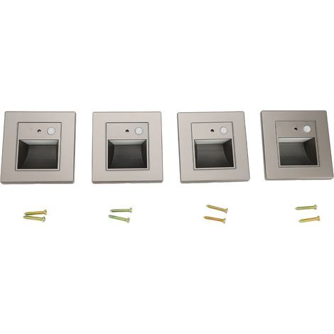 4-teilige Stufenleuchten mit Bewegungssensor, intelligente Induktion, integrierte Installation, Nachtlicht für Schlafzimmer, Flur und Treppenhaus, 110–240 V, grau (1/5)