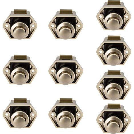 10 pièces Mini bouton poussoir tiroir armoire porte serrure caravane camping-car Nickel bateau serrure bouton (1/4)