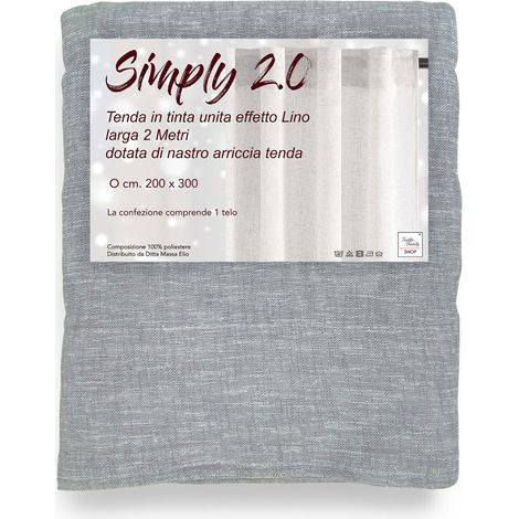 Tenda Simply 2.0 Grigia - 200x300 cm Effetto Lino - con Fettuccia per Bastoni o Binari - Tinta Unita Elegante (1/5)