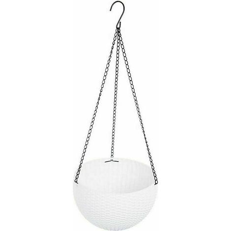 Panier à suspendre Panier à plantes Pot de fleurs à suspendre avec insert et plaque de séparation d'eau (Blanc)-Fei Yu (1/5)