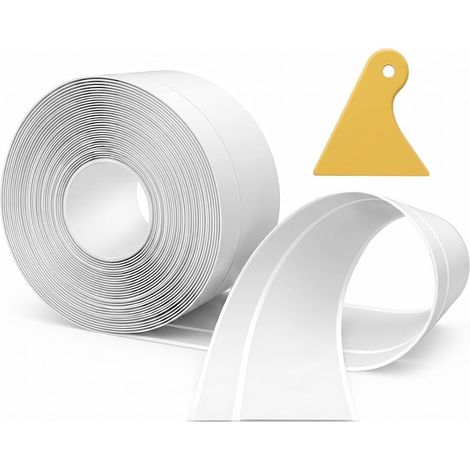 12M PVC Skirting Board 50x20mm Self Adhesive Flexible Skirting Board for Kitchen Bathroom 5x2mm White (1/5)