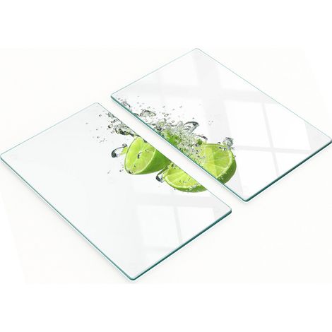 Tablas de servir de cristal para cocina con gr谩ficos de lima bajo el agua, 2x30x52 cm.