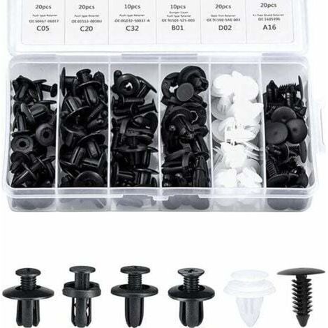 Clips de garniture intérieure, clips de rivet en plastique, clips de protection de rivet en plastique, clips de panneau de porte, 100 pièces/boîte, 6 types différents de clips de fixation automobile (1/4)