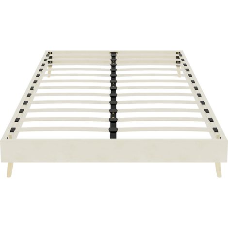 Estructura de cama moderna minimalista 140 x 200 cm beige de terciopelo holandés (1/5)