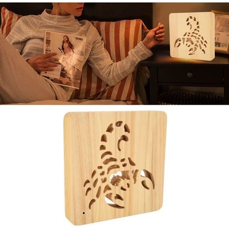 Tischleuchte – FDIT – Scorpion – 3D-LED – Massivholz – Warmes Ambiente (1/4)