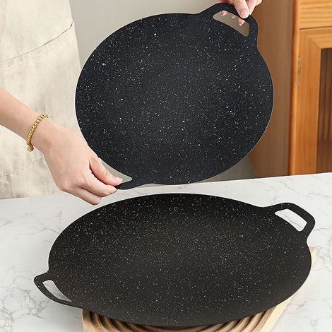 Griddle Multifonction - Poêle À Griller En Pierre Naturelle - Compatible Plaque Électrique Induction Gaz - Capacité Élevée - 1 Pièce (1/4)
