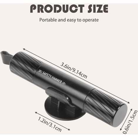 Marteau d'urgence pour voiture Safe Pro X, marteau de vitre automatique pour utilisation terrestre et sous-marine, noir-AquaForge (1/5)