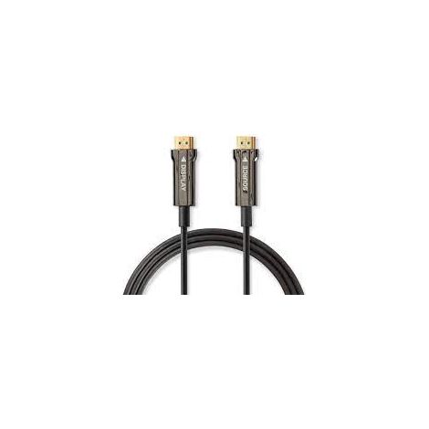 Cable ultra high speed hdmi optico activo con ethernet conector hdmi conector hdmi 8k60hz 48 gbps 200 m redondo pvc negro caja carton