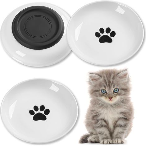 Gamelles pour chats, gamelles en céramique respectueuses des moustaches avec fond antidérapant en silicone, lot de 3 gamelles silencieuses pour nourrir les chats d'intérieur, les chatons et les petits (1/5)