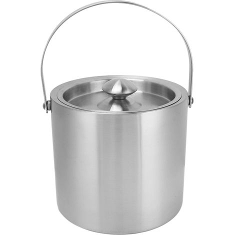 Seau à Glace Inox 3L Double Paroi Isolé avec Couvercle pour Bière Champagne (1/5)
