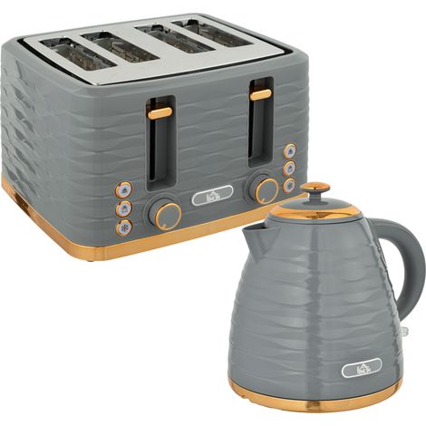 Grille-pain et bouilloire 2-en-1, 7 niveaux de grillage, fonctions décongélation et réchauffage, gris (1/5)