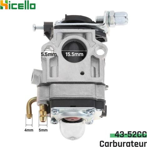 15mm Carburateur pour Débroussailleuse 52cc 43cc avec Membranes Joints et Pompe d'amorçage Kit Carbu pour Debroussailleuse Taille haie Tondeuse Cultivateur Souffleur Déligneuse (1/4)