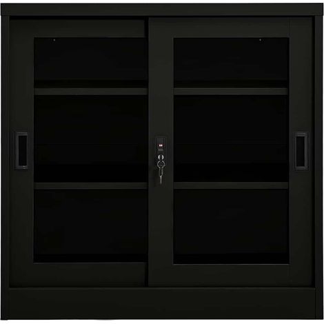 Maison Exclusive - Armadio con Ante Scorrevoli Nero 90x40x90 cm in Acciaio (1/5)