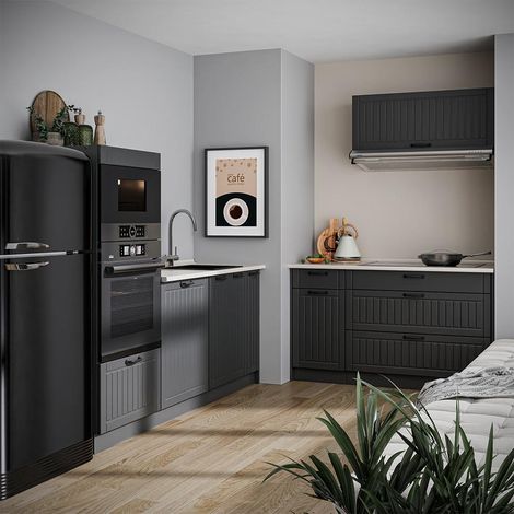 Küchenzeile Fame-Line, Dunkelgrau/Anthrazit, 340 cm, AP Marmor, Vicco (1/5)