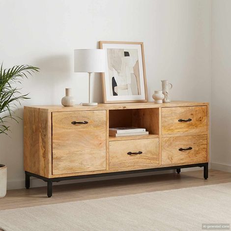 Soportes para TV Marrón 110 x 30 x 46 cm Madera de mango maciza