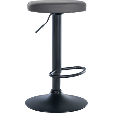 Taburete de bar x1 diseño sencillo altura regulable tapizado en piel sintética gris patas de metal negro 100006367