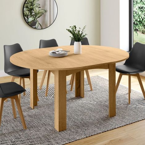 DONA mesa de comedor redonda extensible 4-8 personas estilo haya 120-160 cm