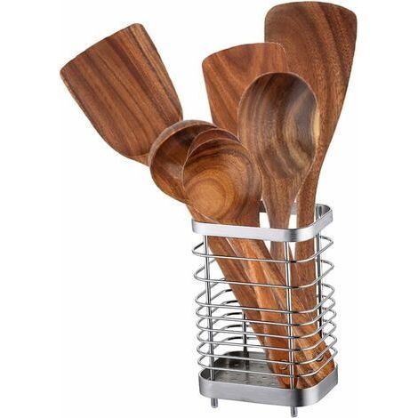 Porte Ustensile Cuisine INOX, Range Couverts Ustensiles Support, Organisateur sur Plan à Poser, Rangement et Organisation des Accessoires de Restaurant, Argentdengyank (1/5)