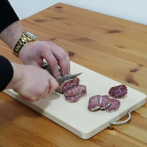 Tagliere da Cucina in Legno di Faggio Naturale con Manico in Ferro 35,5 x 22 x 1,9 cm (1/5)