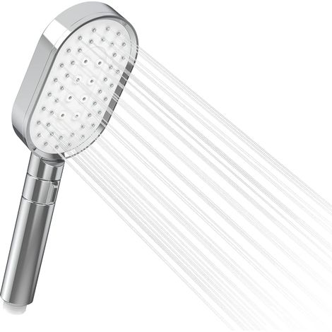 Douchette à Main 3 jets pour Salle de Bain Pommeau de Douche à augmentation de pression avec bouton facile à cliquer Douchette de remplacement universelle pour spa de massage Chromé (1/5)