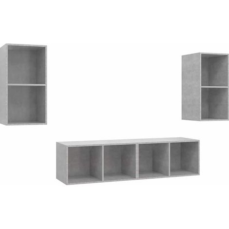 vidaXL Muebles de salón de pared 4 pzs madera ingeniería gris hormigón (1/2)