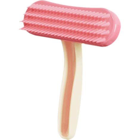 Brosse démêlante pour animaux, en silicone souple, avec picots, pour éliminer les poils morts. Grande taille, rose. (1/5)