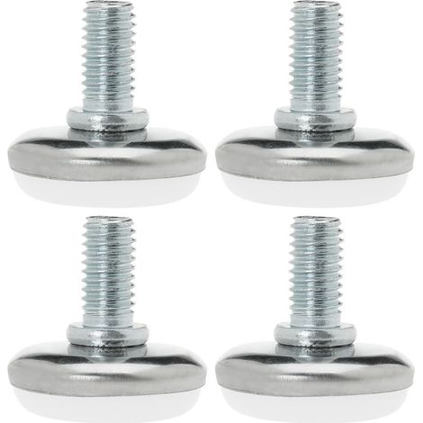 4pcs Pieds de Meubles Réglables Nivellement Patin Base Jambe Pied de Table Chaise Ajustables Protection Sol visser Blanc, ton argent 30 x 37mm/1.18"