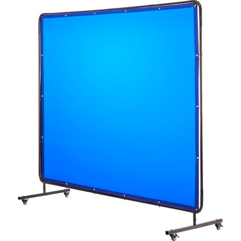 VEVOR Ecran de Soudage 1,74 x 2,34 m Rideau de Soudage avec Cadre Ecran Protection Soudure Mobile Vinyle Ignifuge avec 4 Roulettes avec 2 Freins, Protection UV 6 Niveaux, pour Atelier, Industrie, Bleu