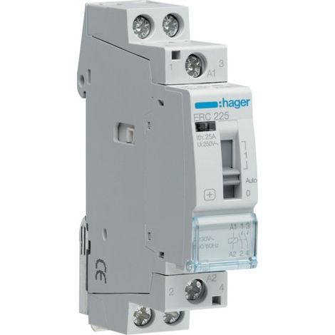 Hager contattore modulare a comando manuale eco 2na 230vac 25a 1m  erc225