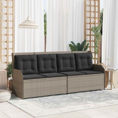 Gartenbank Hellgrau Poly-Rattan
