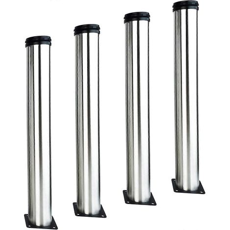 Höhenverstellbare Möbelbeine, 4er-Pack, 450 mm, Edelstahl, für DIY-Couchtische – Höhenverstellbar (Gesamt: 450–465 mm) – mit Schrauben (400 mm Durchmesser, 50 mm Durchmesser) – Silber