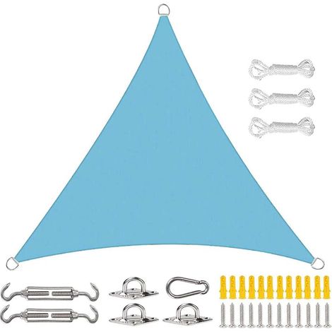 Voile ombrage triangulaire étanche avec kit fixation 98% UV Oxford tissu terrasse jardin camping (1/5)
