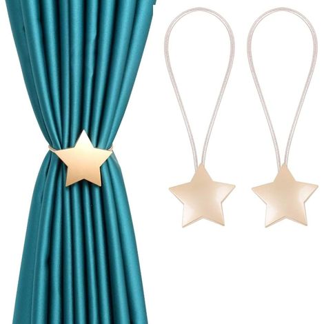 JSSEVN - Set of 2 Magnetic Curtain Tiebacks, Practical Magnetic Curtain Holdbacks, Exquisite Star Shape, Chic Home Decor Accessories (1/5)