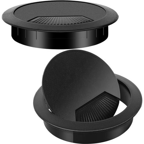 Paquete de 2 bridas redondas para cables de escritorio, diámetro 53 mm, escritorios, paredes, hogar, oficina, computadora, ratón, TV, teléfono (1/5)