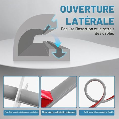 Adhesive TV Wall Cable Cover Flexible Silicone Cable Cover (Grey, 14 mm x 10 mm x 3 m) (1/4)
