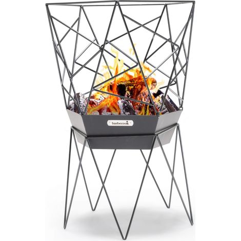 braciere per legna barbecook "sierra" in acciaio nero, diametro 45 cm