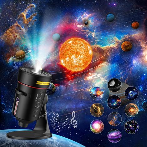 Projecteur Ciel Etoile+Machine Bruit Blanc avec 28 Berceuses,4K HD Réaliste Planetarium Projecteur avec 10 Disques de Film,Rotatif 360°Projecteurs Galaxie avec Minuteur pour Décoration Chambre (1/5)