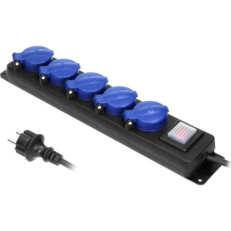 Cable alargador de taller con interruptor IP44 5x2P+Z cable de goma OR-AE-13159(GS)/3M schuko