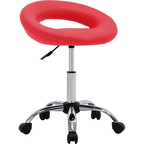 vidaXL Silla de trabajo con ruedas cuero sintético rojo (1/5)