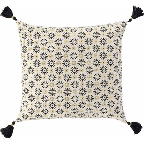 Housse de Coussin à Pompons "Floeor" 40x40cm Or (1/4)