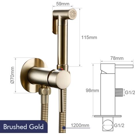 (Tuyau BG-304 - Chine continentale) Robinet de salle de bain, cuisine, WC, WC, douchette de bidet, hybride, mural, en laiton chromé, à main, avec support et poignée. (1/5)