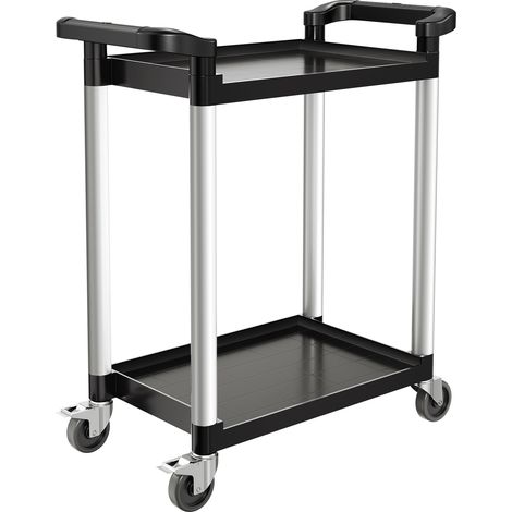 Mophorn Mehrzweckwagen, 136 kg Tragkraft, 2-stufiger Universalwagen aus Kunststoff mit 360° Schwenkrädern (2 mit Bremsen), 800x410x945 mm großer Servierwagen für Lager, Büro, Zuhause, Restaurant